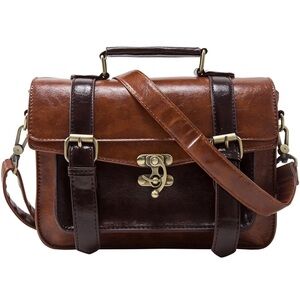 Vintage Small Leather Satchel Crossbody Bag